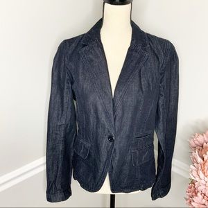 J.CREW Dark Wash Jean Blazer One Button Jacket